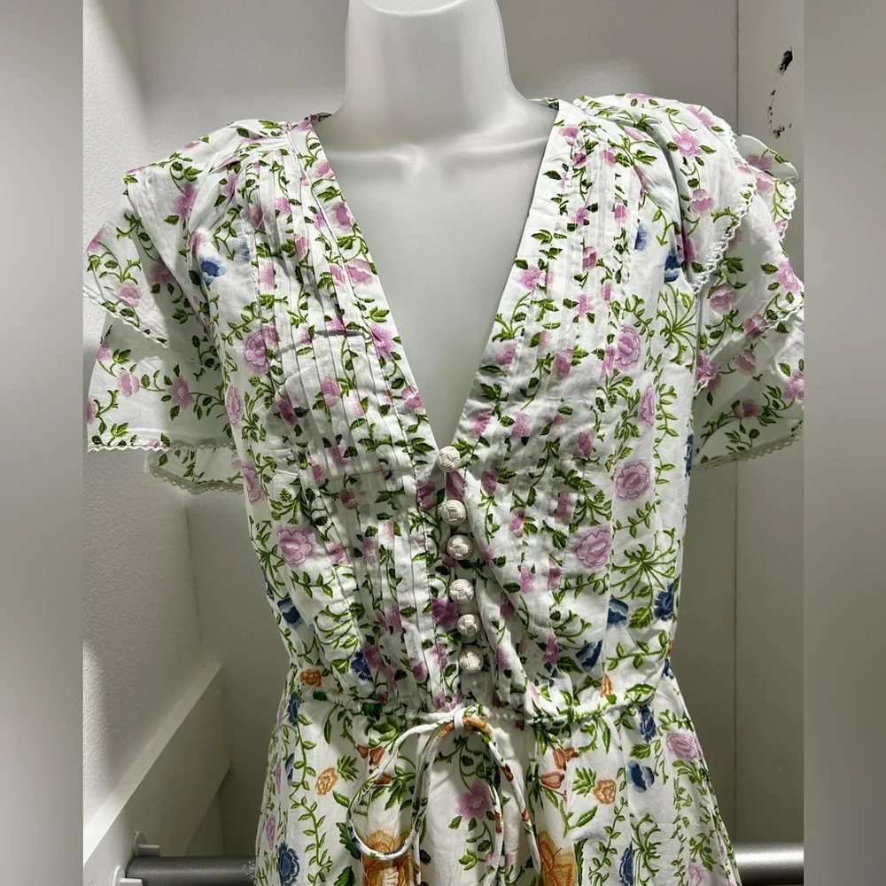 Farm Rio Off-White Folk Floral Lace Midi Dress. L. NWT. - Picture 6 of 14